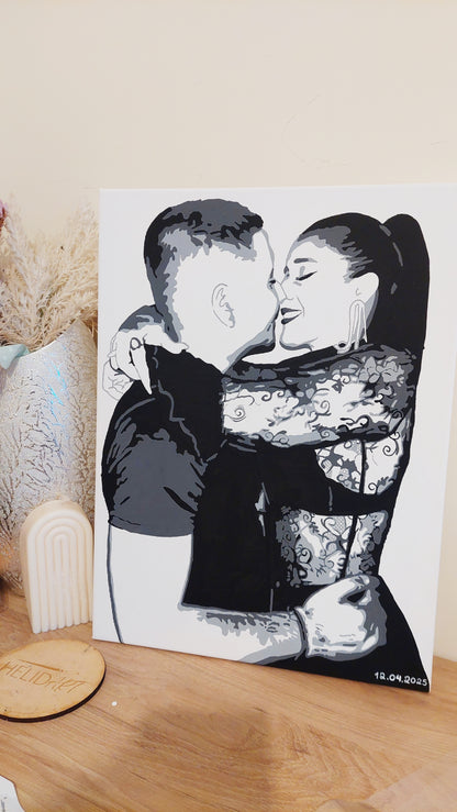 Hand-painted Black & White Canvas