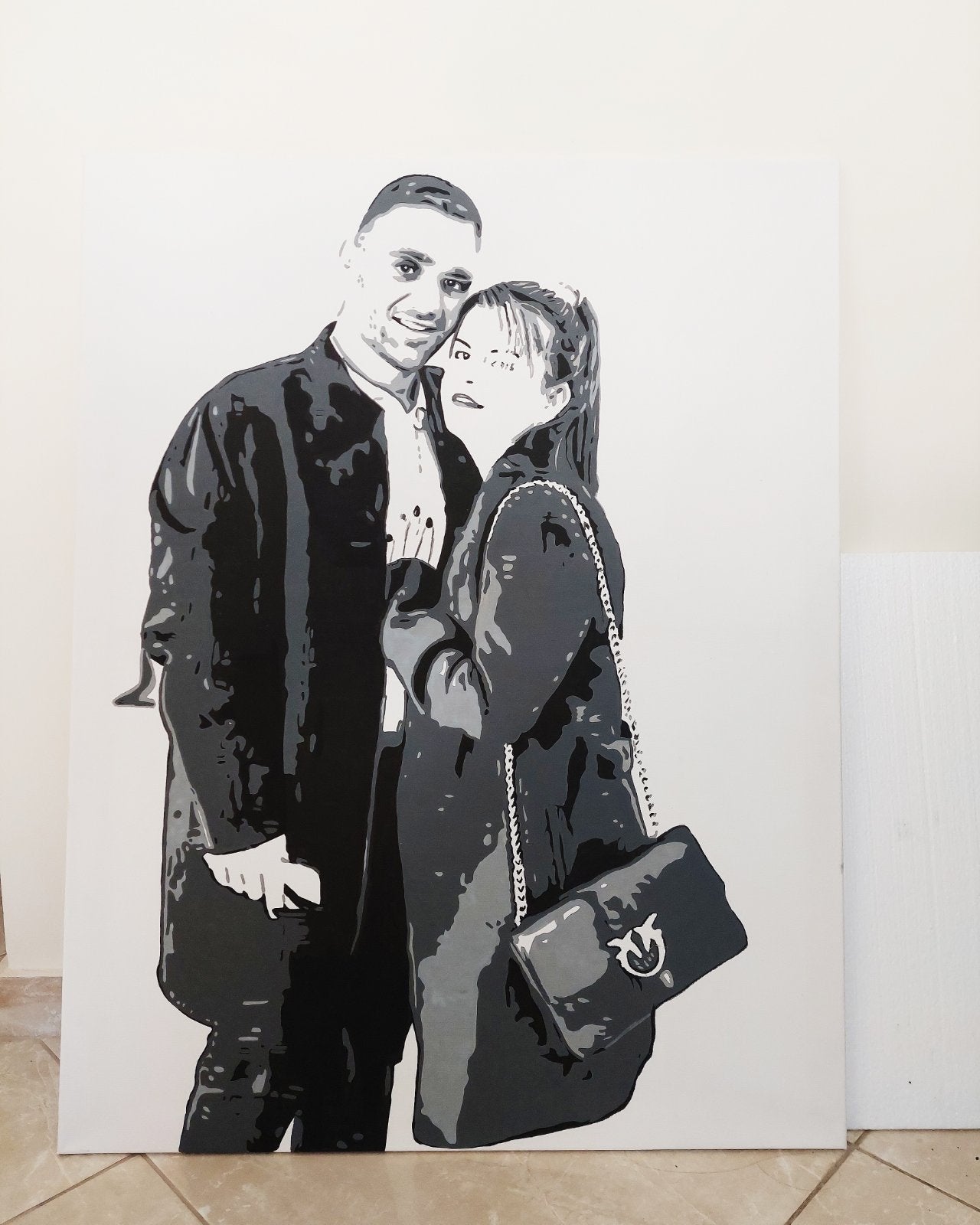 Hand-painted Black & White Canvas