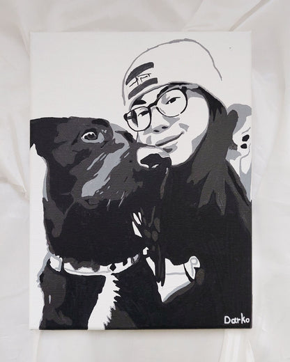 Hand-painted Black & White Canvas