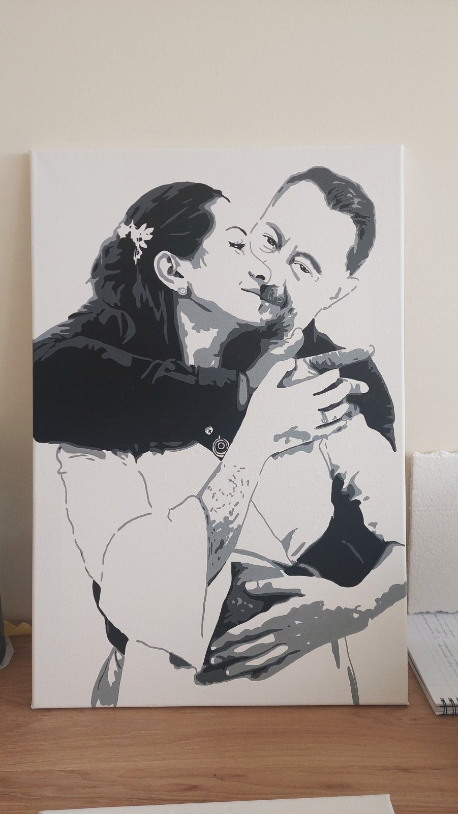 Hand-painted Black & White Canvas