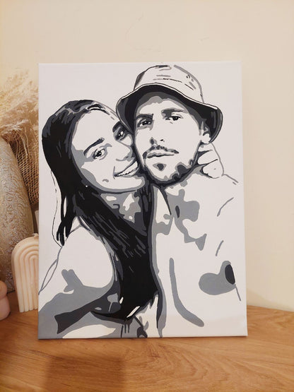 Hand-painted Black & White Canvas