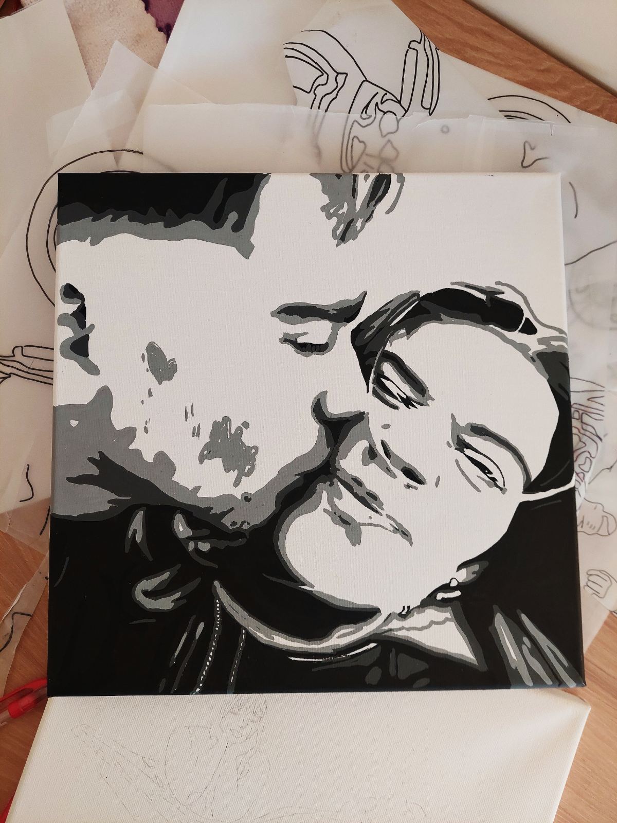 Hand-painted Black & White Canvas