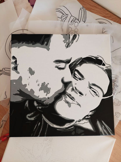 Hand-painted Black & White Canvas